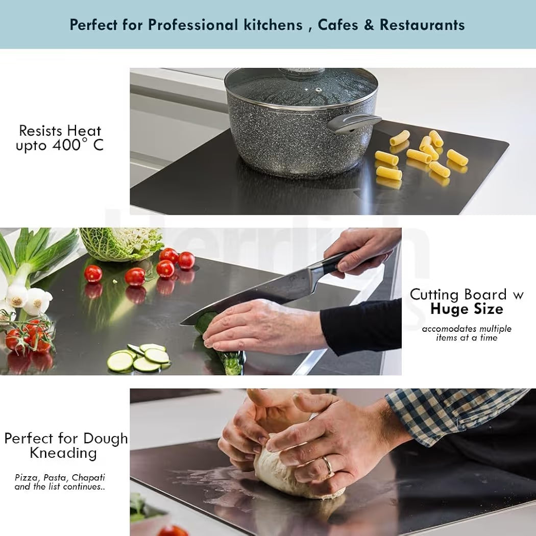 Hygienic Stainless Steel Chopping Board (42x32cm) + FREE Rolling Pin