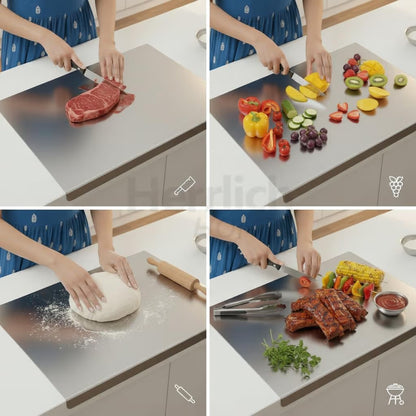 Hygienic Stainless Steel Chopping Board (42x32cm) + FREE Rolling Pin