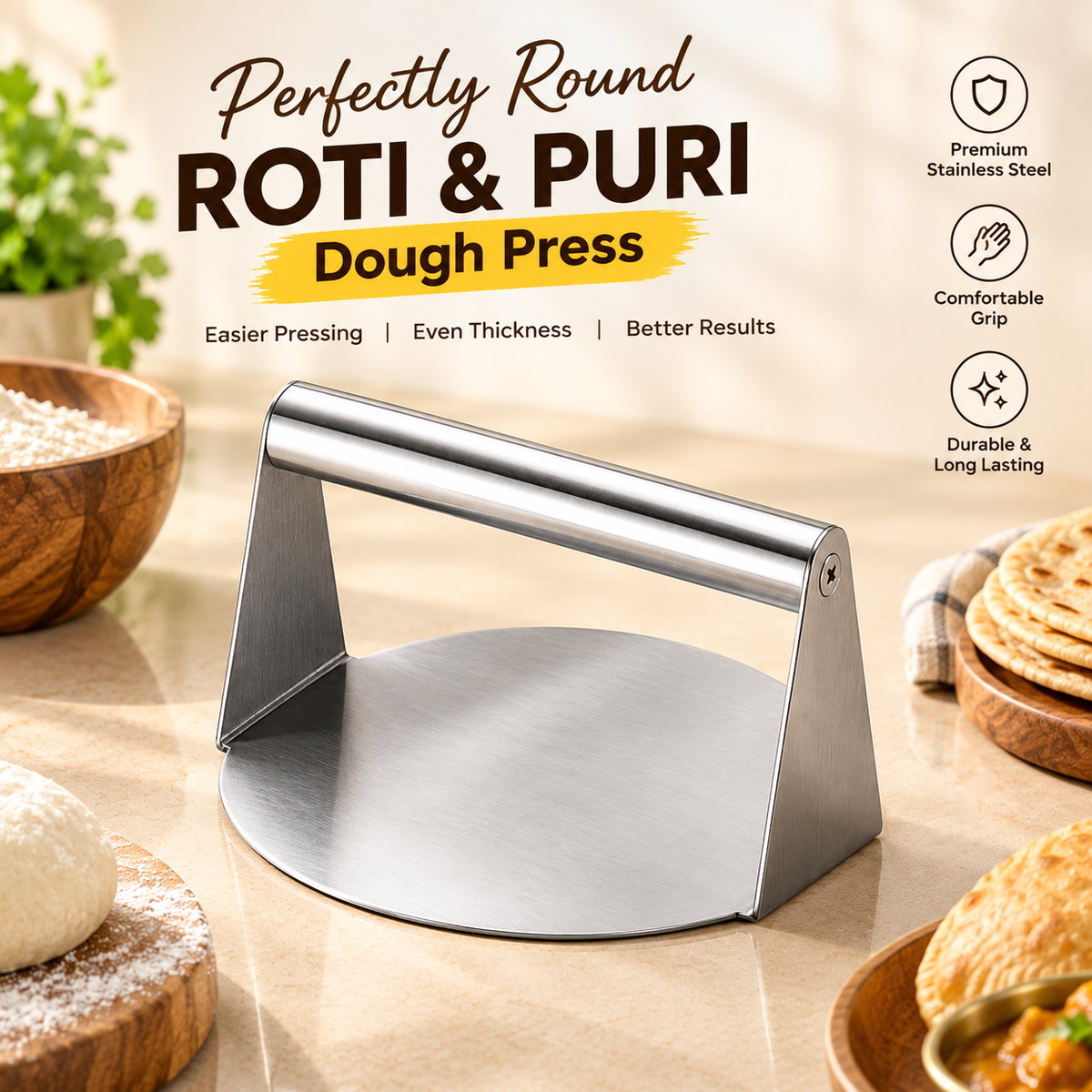 Premium Stainless Steel Roti & Puri Dough Maker