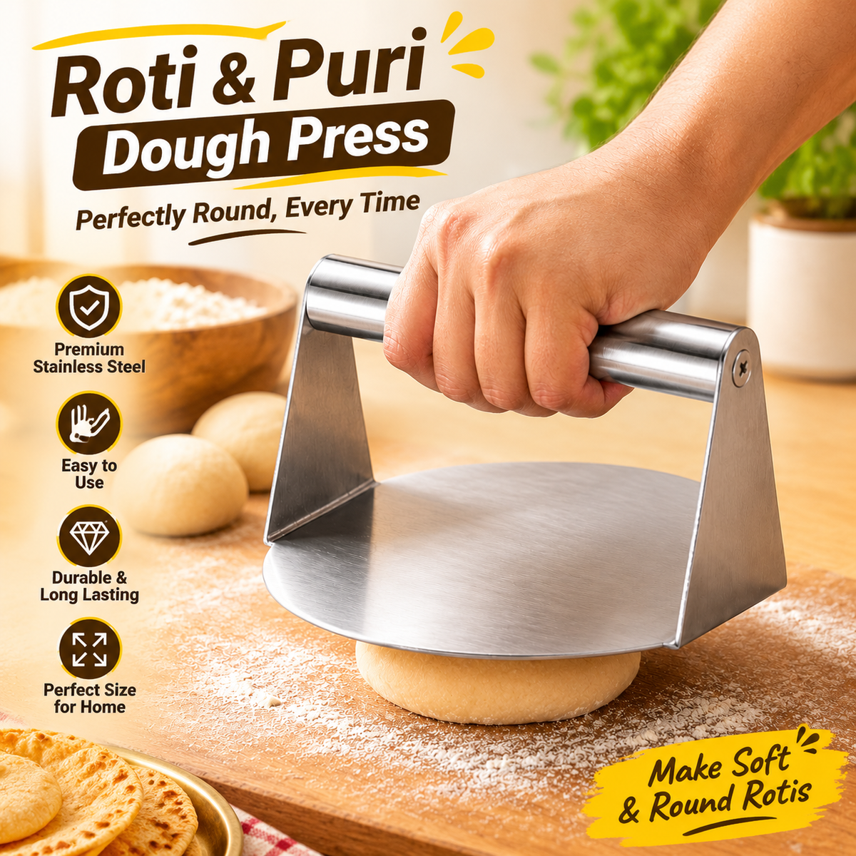 Premium Stainless Steel Roti & Puri Dough Maker