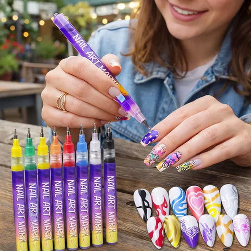 NailPro™ 12-Color Precision Nail Art Pen Set – Salon Style at Home