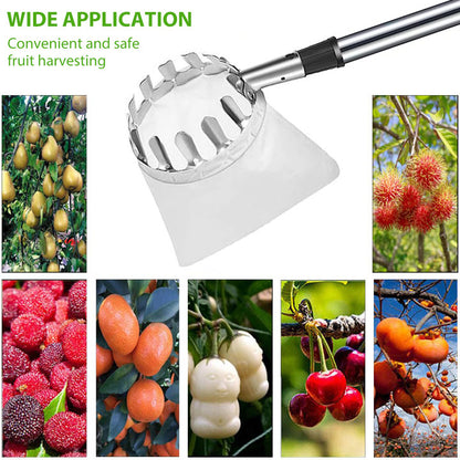 Telescopic Fruit Picker Tool with Catch Basket & Extendable Handle