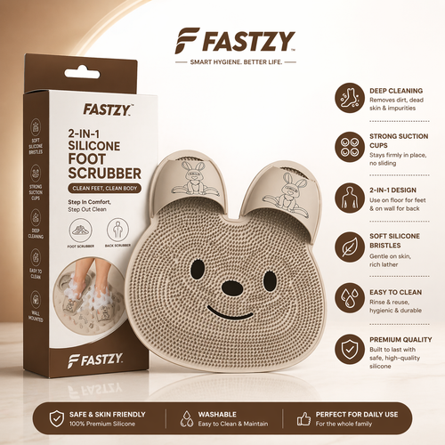 Silicone Multiuse Bath Scrubber With Integrated Slipper Design