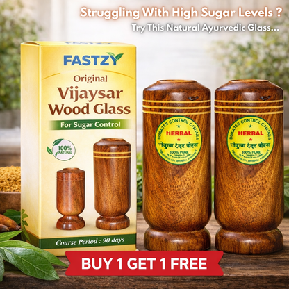 Fastzy™ Original Vijaysar Wood Glass Ayurvedic Sugar Control Solution