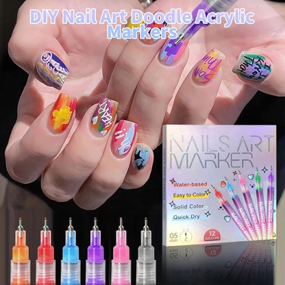 NailPro™ 12-Color Precision Nail Art Pen Set – Salon Style at Home