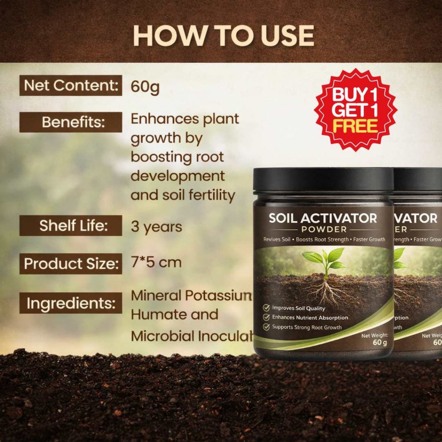 TruGrow™ Soil Activated Treasure Premium Soil Activator 200gram (Pack of 2)