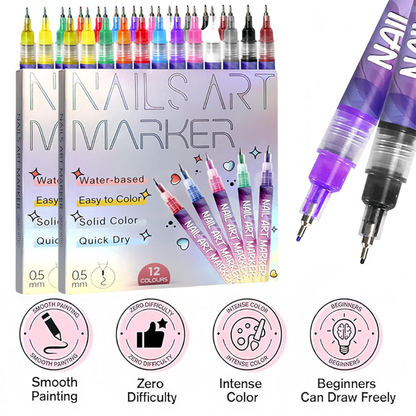 NailPro™ 12-Color Precision Nail Art Pen Set – Salon Style at Home